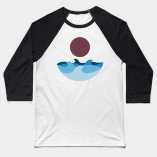 Minimal Boho waves and sun cool tones Baseball T-Shirt